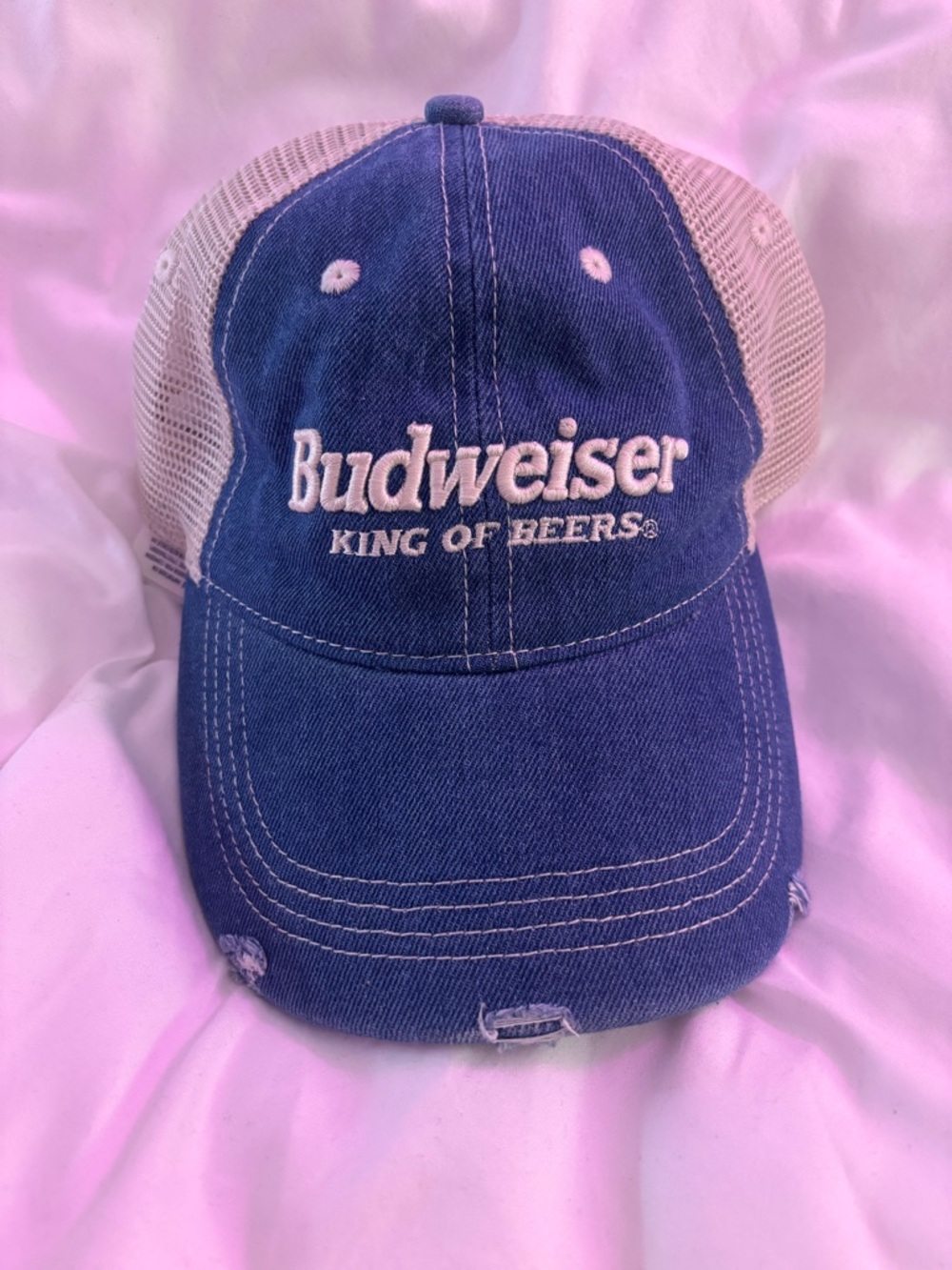NWT Budweiser Blue Mesh-Back Trucker Cap American Eagle